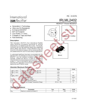 IRLML2402TR datasheet  